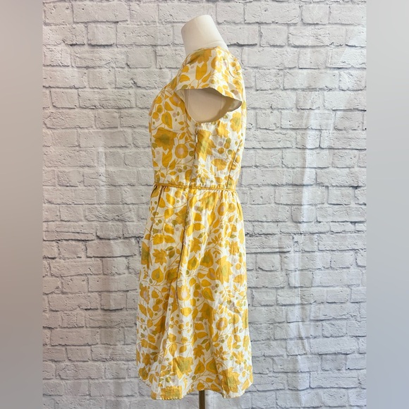Boden Floral Dress 100% Linen Yellow & White Garden Girly Geek Chic Nerd - Picture 7 of 12